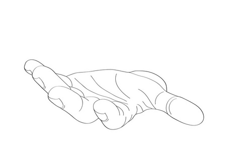 手势张开的手掌.黑色手给予或接收.矢量照片