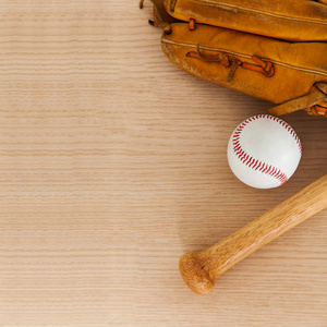 棒球设备对木材的背景