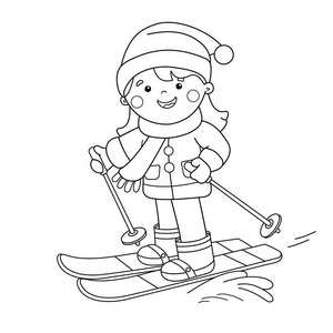 滑雪人物简笔画 卡通图片