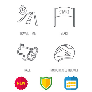 摩托车头盔，比赛计时器和旅行时间