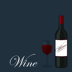 葡萄酒的海报。葡萄酒的瓶的轮廓