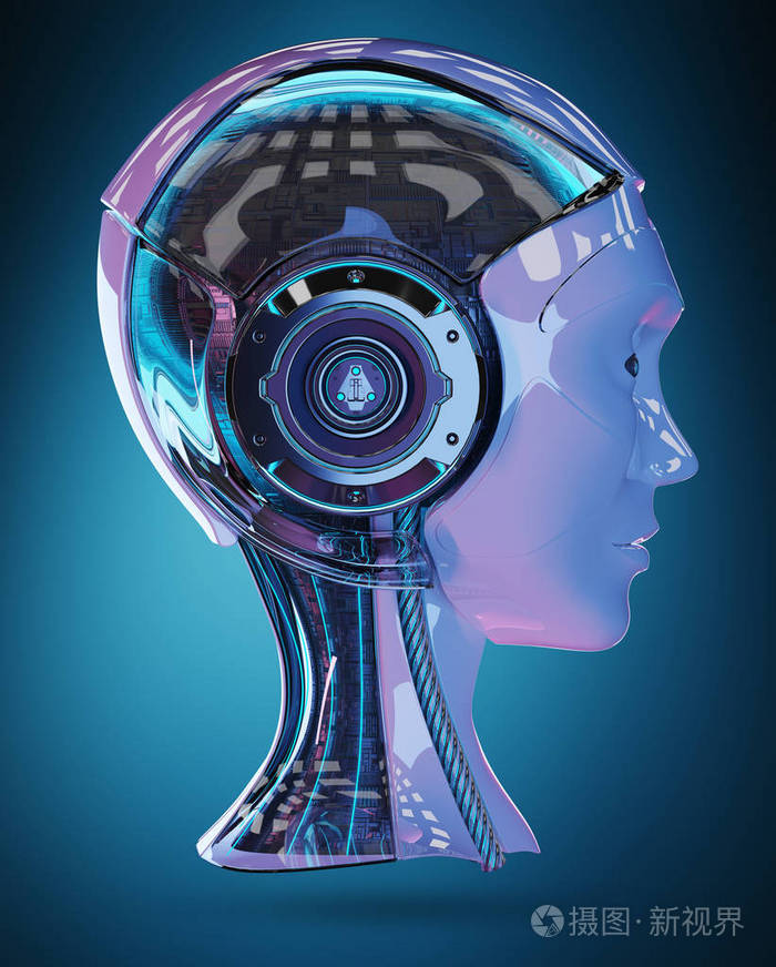 机器人头人工智能3d渲染