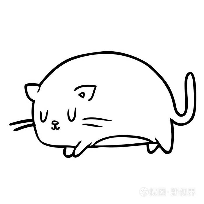 可爱的脂肪线画的猫