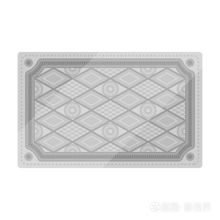 插画 土耳其地毯中孤立的白色背景上的黑白风格的图标.