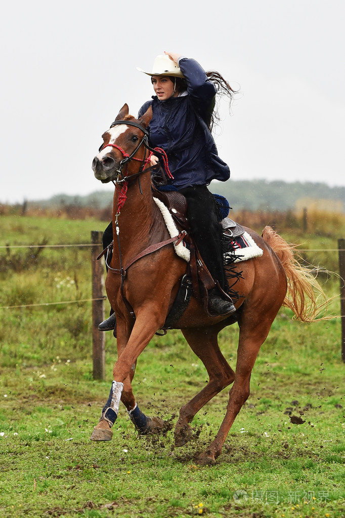 骑着一匹马的女孩