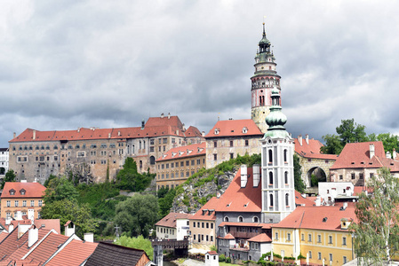 城市的历史中心的看法命名捷克克鲁姆洛夫 捷克共和国, 东欧