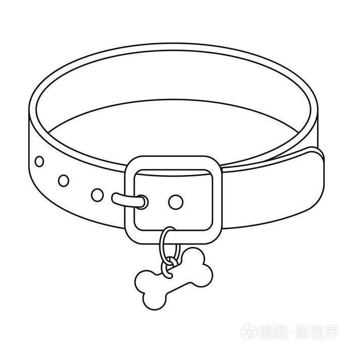 狗项圈图标在白色背景上孤立的轮廓样式.兽医临床象征股票矢量图