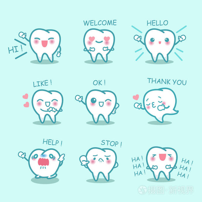 卡通牙设置表情符号