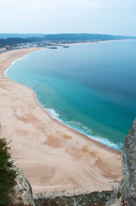 葡萄牙 海滩和邻里普拉亚和 Pederneira 从斯特，其他老邻居的 Nazare 镇上顶视图