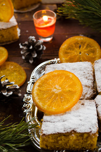 橙色蛋糕焦糖橘子，圣诞装饰
