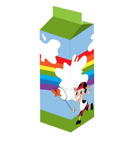 牛奶包装与牛 彩虹和蝴蝶