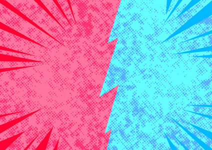 缘之空动态肉图明亮的流行艺术漫画风格对立双方冲突的抽象页面模板.