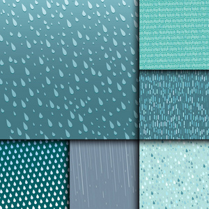 无缝七彩雨滴图案背景矢量水蓝色自然雨滴抽象插图