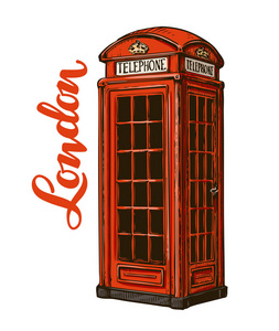 伦敦红色电话亭。孤立在白色背景上的矢量图
