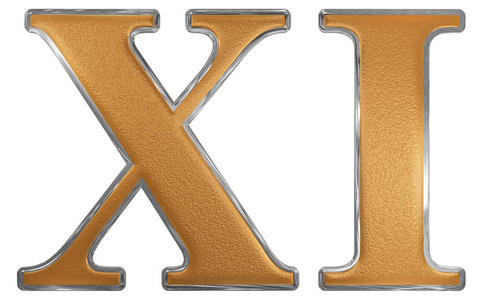 罗马数字十一,undecim,11,11,白色背景上孤立摄影图