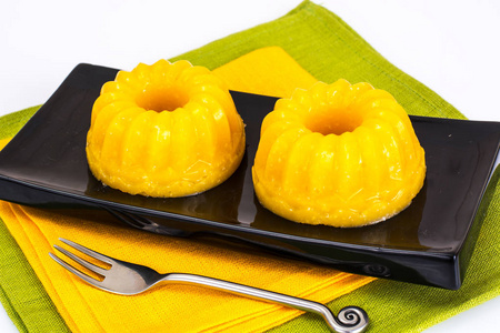 温柔的美味甜南瓜果冻照片