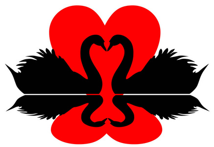 天鹅和心脏情人节符号矢量 eps 10