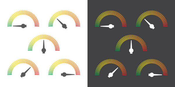 仪表符号图表表元素从绿色到红色矢量图解