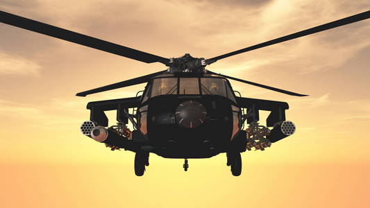 一架直升飞机的 3d cg 渲染。