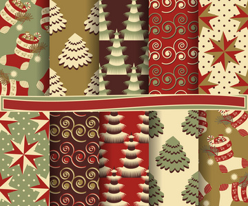 圣诞抽象矢量纸装饰形状与剪贴簿的设计元素集