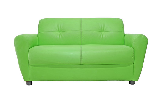 绿色的沙发家具上白色孤立