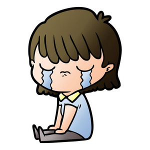 卡通人物哭泣的媒介例证卡通人物哭泣的矢量插图面对一个女人-在哭,不