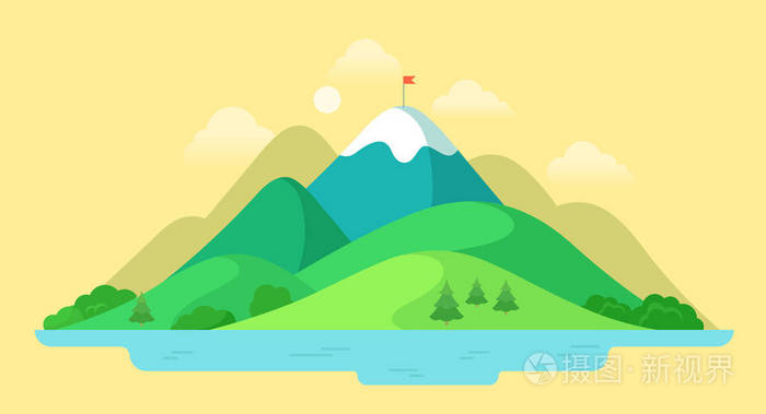 美丽的山峰插画-正版商用图片0g7due-摄图新视界
