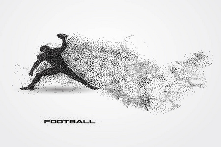 足球运动员的一个侧影从粒子