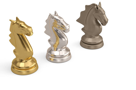 骑士国际象棋棋子在白色背景. 3 d 例证