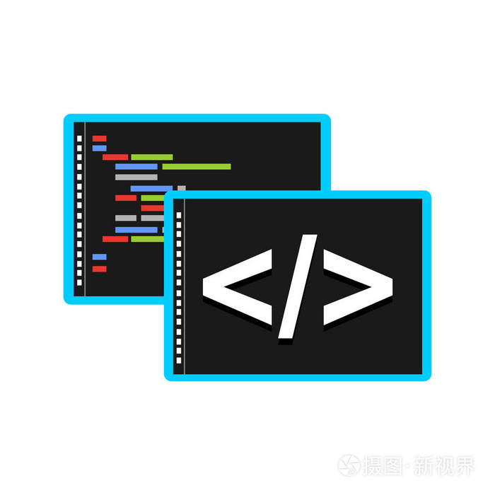 编程或编码图标.编程编辑器符号