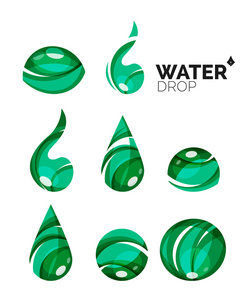集抽象生态水图标 业务标识自然绿色概念 清洁的现代几何设计