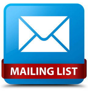 邮件列表青色蓝色方形按钮中间的红丝带