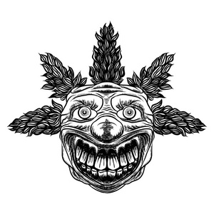大鼻子和锋利的牙齿邪恶可怕的小丑怪物.恐怖 c照片