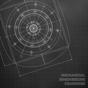 机械工程图纸。工程图。矢量背景