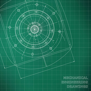 机械工程图纸。工程图。矢量背景