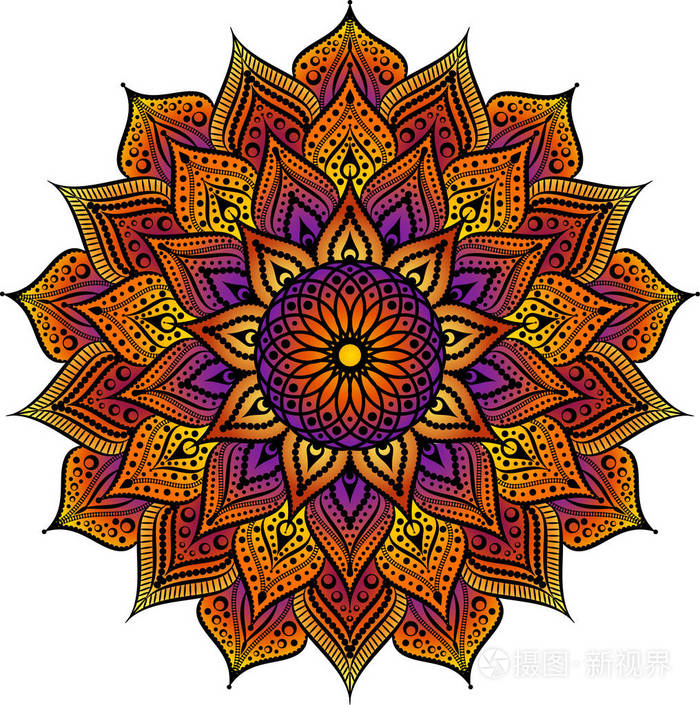 曼荼罗几何圆形装饰,部落民族阿拉伯文印度图案,八, 尖, 圆, 抽象