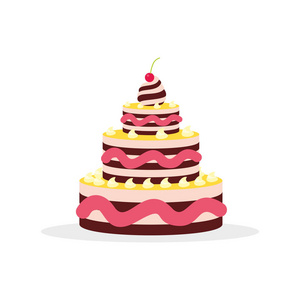 蛋糕的生日 婚礼 周年纪念日和其他庆祝活动。矢量图的孤立的白色背景上的平面设计