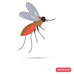 蚊子在飞行颜色平的图标图片