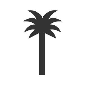 黑色矢量单棕榈树剪影图标孤立插图
