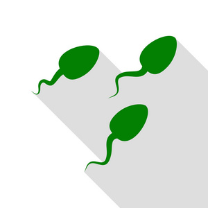 精子签署的插图。绿色图标，带平面样式阴影路径