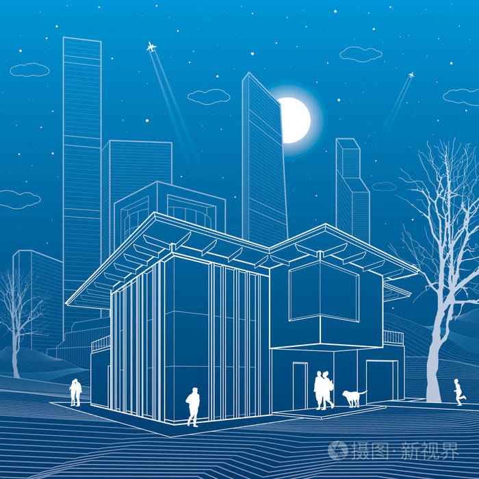现代的房子 人们走 在背景上的商务中心 建筑和城市图 夜景 霓虹城市 白线 摩天大楼和塔 矢量设计艺术插画 正版商用图片0g8d8u 摄图新视界 现代的房子 人们走 在背景上的商务中心 建筑和城市图 夜景 霓虹城市 白线 摩天大楼和塔 矢量设计艺术插画 正版商用图片0g8d8u 摄图新视界