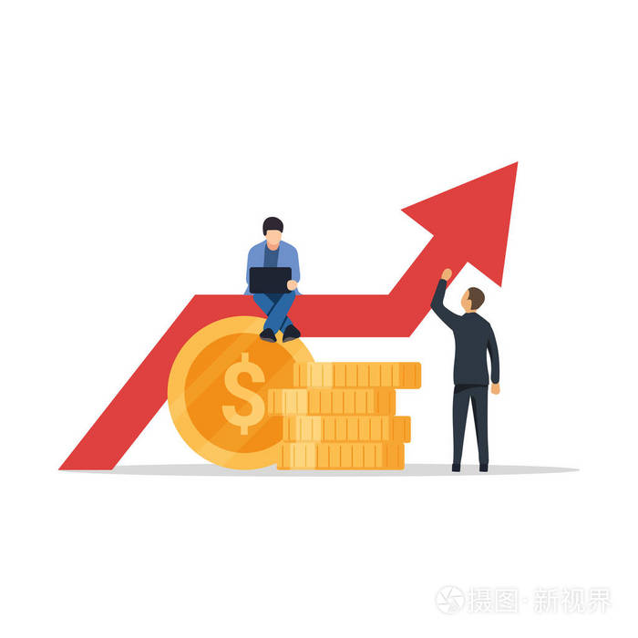 业务增长图.成功的商业人士携带图表示增长.业务增长的概念.矢量平面