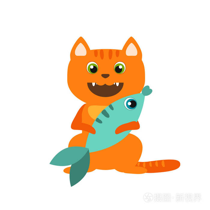 动物例证猫与鱼
