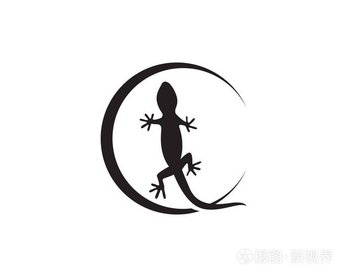 蜥蜴变色龙壁虎剪影黑色矢量10