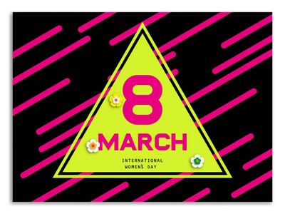 矢量3月8日妇女节贺卡上的模糊背景明信片。完美的邀请或公告