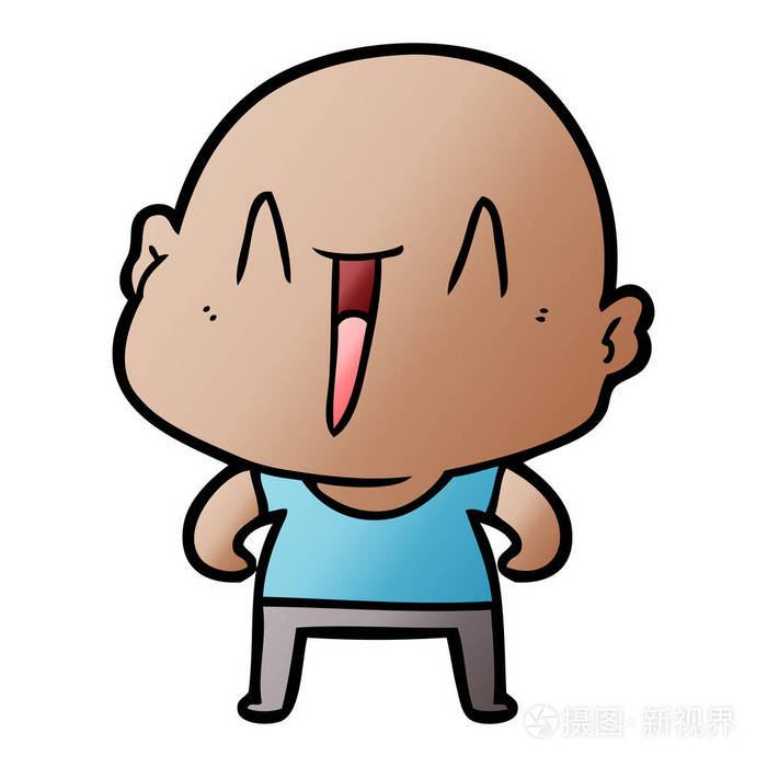 卡通光头男子的矢量插图