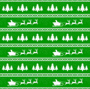 矢量图的圣诞无缝模式与圣诞老人 驯鹿 云杉 雪花。红色背景。它可用于一件毛衣，包装纸 包装等的设计