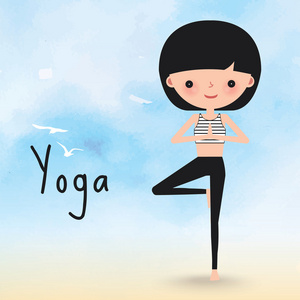 上海滩卡通瑜伽女人照片