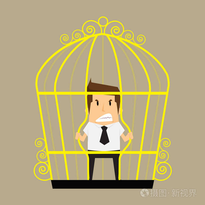 商人打破笼子里