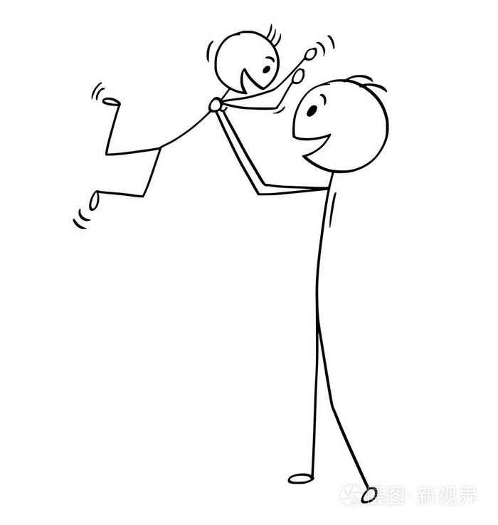 父子一起玩卡通片插画-正版商用图片0g8vkf-摄图新视界